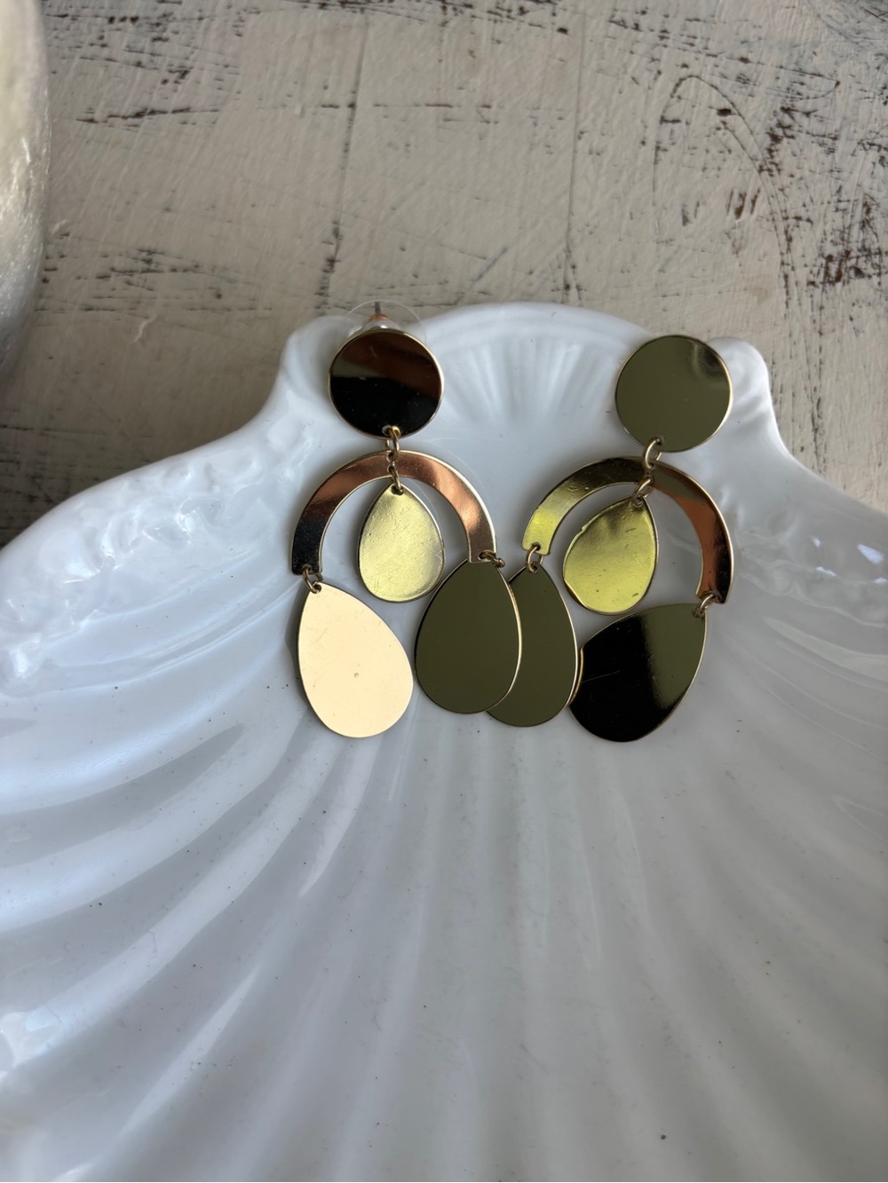 Gold Tone Multi-Drop Halo Earrings
